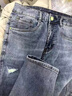 東方駱駝（EASTERN CAMEL）牛仔褲男士春秋季新款直筒寬松九分錐形小腳長(cháng)休閑褲子男破洞潮牌 3025藍色 31 曬單實(shí)拍圖