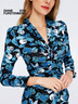 Diane von Furstenberg襯衫裙印花長(zhǎng)袖中長(zhǎng)修身連衣裙DL4R051 寶石藍(lán)浮動(dòng)花瓣 S / 6 曬單實(shí)拍圖