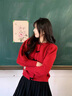 熒蒂針織衫毛衣女紅色過(guò)年套裝裙女2025新款小個(gè)子茶系秋裝搭配一整套 紅色毛衣+半身裙【套裝】1 M 曬單實(shí)拍圖