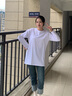嘉麗薇打底衫女秋冬季新款長(cháng)袖t恤寬松加絨遮肉休閑內搭基礎中長(cháng)款上衣 白色（常規） M 曬單實(shí)拍圖