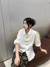 QGF個性痞帥潮男襯衫女學(xué)生情侶純色百搭短袖襯衣垂感原宿風(fēng)夏季上衣 白色 XL 【建議130-145斤】 曬單實拍圖