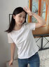 短袖T恤女80支雙面絲光棉衣服新款顯瘦棉T半袖上衣 白色圓領(lǐng) M （建議85-95） 曬單實拍圖