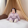 迪士尼嬰幼兒冬裝夾棉連體衣女寶寶衣服加厚棉服哈衣冬季保暖外出 紫色（加絨夾厚棉） 不含模特帽 73cm 曬單實(shí)拍圖