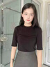 別語中袖t恤女緊身半高領(lǐng)內(nèi)搭春夏薄款上衣五分袖莫代爾棉打底衫 黑色小高領(lǐng) M 曬單實拍圖