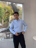 callisto卡利斯特【DP免燙 易打理】夏季男純棉長(zhǎng)袖襯衫商務(wù)休閑襯衣 藍(lán)色 40 (175/92A) 曬單實(shí)拍圖