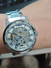 蕉遲鈺泰蒸汽朋克經(jīng)典復古男士皮帶手表 時(shí)尚鏤空腕表 男式手表 白面藍字銀鋼帶 曬單實(shí)拍圖