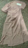 三彩大码女装2023夏季新款法式连衣裙打褶开叉A字裙胖MM优雅气质 粉红 L 晒单实拍图