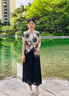 恰凡（QIAFAN）媽媽夏裝T恤端莊大氣套裝2025新款雪紡上衣中老年女洋氣闊腿褲裙 F542503 黑色上衣  XL  (推薦105斤以內(nèi)) 曬單實拍圖