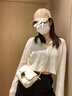 摩登密碼2025新款女士包包女包單肩斜挎包休閑鏈條包 生日禮物送女友 米白【禮盒+玫瑰花】 曬單實(shí)拍圖