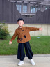 RB KIDS童裝男童襯衫套裝春秋2025新款洋氣寶寶衣服兒童休閑兩件套 咖色 90  (建議身高80-90cm) 曬單實(shí)拍圖