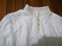 蕾絲打底衫女秋冬新款加絨加厚半高領(lǐng)時(shí)尚打底衫鉤花網(wǎng)紗保暖上衣 白色【加絨加厚】 M 建議：95-105斤 曬單實(shí)拍圖
