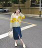 妍莉芬（yanlifen）外搭針織開衫女裝2025年新款秋季穿搭衣服針織衫女士毛衣外套上衣 駝黃色 均碼 【80-135斤】 曬單實(shí)拍圖