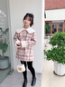 迪士尼女童毛呢格子大衣秋冬2023新款洋氣大兒童冬裝妮子中長款加厚外套 粉色 130cm 曬單實(shí)拍圖