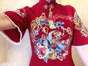 麗佰昕中式旗袍結(jié)婚敬酒服新娘新款秋冬季答謝宴禮服女訂婚連衣裙回門 酒紅色長款 XL 曬單實(shí)拍圖