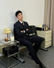 羅蒙西服套裝男士韓版百搭修身外套新郎結婚禮服商務(wù)職業(yè)正裝小西裝男 雙扣黑色西裝上衣 XL 曬單實(shí)拍圖