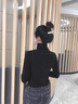 恒源祥新款純棉高領(lǐng)打底衫女秋冬新款女裝修身內搭長(cháng)袖百搭上衣女 黑色 純棉長(cháng)袖T恤 L 105-115斤 曬單實(shí)拍圖