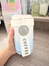CTRLEND陶瓷內膽保溫杯咖啡杯2024新款女生杯子小巧便攜隨行杯車(chē)載隨手 陶瓷內膽【漸變藍380ml】含提繩 曬單實(shí)拍圖