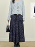 闊色（kuose）法式藏藍色木耳邊碎花半身裙女夏季新款高腰顯瘦修身長(cháng)裙 花色 S 曬單實(shí)拍圖