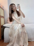 LISCN掛脖連衣裙蝴蝶結(jié)暈染無袖仙女裙海邊度假長(zhǎng)裙法式氣質(zhì)高級(jí)感長(zhǎng)裙 暈染花色 M 曬單實(shí)拍圖