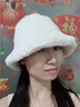 瑜品佳毛絨漁夫帽子女秋冬新款大頭圍韓版百搭防寒護耳帽盆帽顯臉小毛絨 奶白色-均碼 曬單實(shí)拍圖