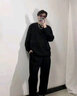 真維斯（JEANSWEST）T恤男2025春夏季純棉簡約純色男士打底衫長袖T恤男黑色4XL 曬單實(shí)拍圖