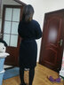 梵希蔓燈芯絨氣質(zhì)連衣裙女2024秋冬新款加厚保暖收腰中長a字裙子 M2767 藏青色 S 曬單實拍圖