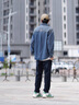 真維斯（Jeanswest）男士高街牛仔外套男春秋季寬松大碼日系痞帥夾克男潮流百搭 藍色 XL (適合145-160斤） 曬單實(shí)拍圖