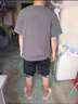 安初夏純棉印花短袖t恤男士休閑套裝夏季新款潮流衣服男裝運動搭配一套 月色+腰果黑短庫 2XL 曬單實拍圖