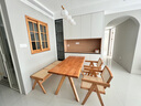 BUI實木餐桌椅組合日式櫻桃木餐桌松木工作臺鯨魚餐桌小戶型 140CM松木桌+2餐椅+長凳 120cm 及以上 曬單實拍圖