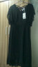 莎妮朵罗连衣裙夏雪纺裙新品显瘦款短袖V领遮肚子时尚小黑裙子15956 黑色 4XL建议160-180斤穿着 实拍图
