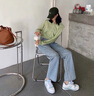 GOCHIEI高腰闊腿褲顯瘦牛仔褲女2025春秋新款直筒寬松垂感拖地褲子潮 淺藍色_長褲 M 曬單實拍圖