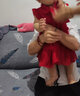 Auro Mesa嬰兒連衣裙夏季公主雪紡裙子蓬蓬裙發(fā)帶百天周歲寶寶生日禮服 紅色 90cm/12-24M 曬單實(shí)拍圖