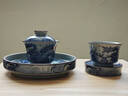 來(lái)尊老陶泥青花瓷魚(yú)化龍馬蹄蓋碗茶杯子墨彩龍泡茶碗陶瓷防燙茶具套裝 【魚(yú)化龍馬蹄蓋碗4件套-焱】簡(jiǎn)裝 曬單實(shí)拍圖
