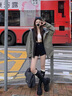 珂卡芙（KEKAFU）長靴女靴粗跟騎士靴女2024秋春季新款長筒皮靴女不過膝時裝靴子女 卡其 跟高6CM 38 曬單實拍圖