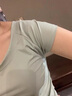 鉑吶苓瑜伽服兩件套女夏跑步運動(dòng)普拉提健身訓練速干舞蹈服短袖長(cháng)褲套裝 瑜伽套裝【豆沙綠+海巖灰】 L 105-120斤 曬單實(shí)拍圖
