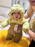巴拉巴拉童裝嬰兒連體衣假兩件連體羽絨服寶寶衣服冬加厚男童女童兒童 黃綠41122-白鴨絨 90 cm-充絨量99g 曬單實(shí)拍圖