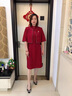 羅蒙（ROMON）媽媽裝秋裝連衣裙丈母娘中長款裙子喜婆婆婚宴時尚禮服中老年女裝 紅色 XL 建議105斤以內(nèi) 曬單實拍圖