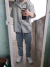 gxmy冰絲連帽短袖t恤男士休閑套裝夏季薄款衣服男裝痞帥穿搭配三件套 灰色外衣+棉短T+黑褲 XL 曬單實(shí)拍圖