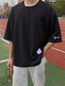【肥仔250斤超大6XL】胖子短袖T恤男夏季寬松加肥大碼oversize上衣ins潮牌半袖體恤男裝 T01-黑色+T02-黑色 4XL 曬單實(shí)拍圖