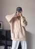 QGF2024秋季新款重磅刺繡開(kāi)衫連帽衛(wèi)衣男女學(xué)生情侶寬松慵懶上衣外套 杏色 XL [建議110-130斤] 曬單實(shí)拍圖