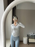 MAIA ACTIVE 柔韌透氣緊身連帽立領(lǐng)開(kāi)衫運動(dòng)跑步長(cháng)袖訓練上衣瑜伽外套TL052 白橡灰 M 曬單實(shí)拍圖