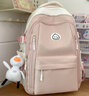 長(cháng)臂猿（CHG B YUAN）書(shū)包女生大學(xué)生撞色高中學(xué)生初中生簡(jiǎn)約輕便小學(xué)生4-6年級雙肩包 粉色帶大鵝掛飾 曬單實(shí)拍圖
