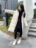鴨鴨（YAYA）兒童羽絨服男女童中長(cháng)款2024冬季新款時(shí)尚連帽中大童加厚外套HY 米白色 150 /72 曬單實(shí)拍圖