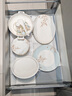頌諾新中式餐具套裝高檔景德鎮(zhèn)骨瓷碗碟家用整套禮盒高端結(jié)婚送禮碗盤 玉蘭花韻（高檔皮箱包裝） 70頭 曬單實(shí)拍圖