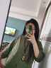 浪莎亞麻襯衣女生春夏季單排扣高端苧麻棉麻襯衫純色圓領(lǐng)文藝燈籠袖 綠色（略有色差） XL (建議135-155斤) 曬單實(shí)拍圖