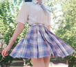 唐努烏（Tang Nu wu）【8件套】少女JK制服百褶格裙襯衫校服正半身學(xué)院風(fēng)短裙子女學(xué)生 樹莓紅茶套裝 XS 【65-75斤】 曬單實(shí)拍圖