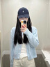 舒芳蝶（shufangdie）休閑褲女裝春秋季2025新款奶藍色內搭毛衣外套女高級感三件套裝 外套+內搭+褲子 三件套 M 曬單實(shí)拍圖