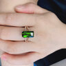 伊彩珠寶 方形4.65克拉巴西天然綠碧璽戒指18K金鉆石鑲嵌支持定制復檢 （9-17）號拍下備注圈口號 曬單實(shí)拍圖