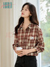Halo Queen厚袖襯衫女秋冬格紋寬松潮流磨毛舒適oversize外套H144C6002 曬單實(shí)拍圖