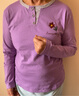 簡(jiǎn)言的夏冬純棉長(cháng)袖t恤女2025春秋新款韓版時(shí)尚百搭寬松打底衫減齡印花上衣 紫色-字母菊花【右上】 XL 建議115-125斤 曬單實(shí)拍圖